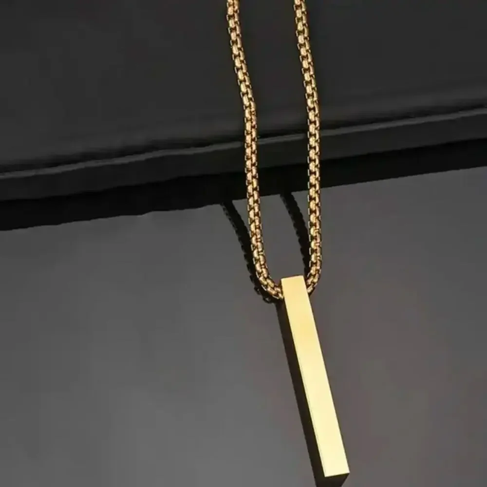 18K Gold Plated Vertical Bar Pendant Necklace